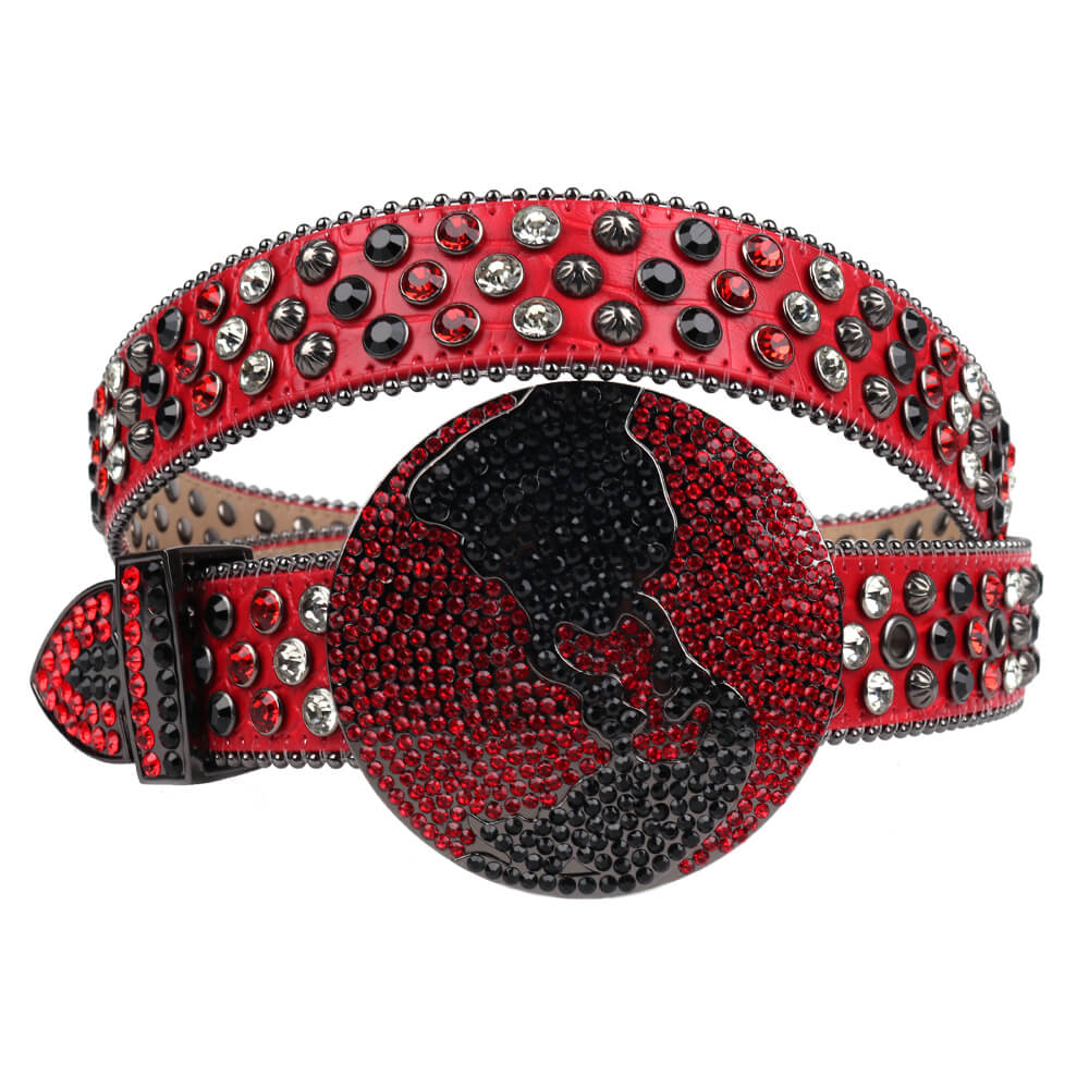 DNA Belt - Drip - Red Leather with Multi and Red Stones 2XL